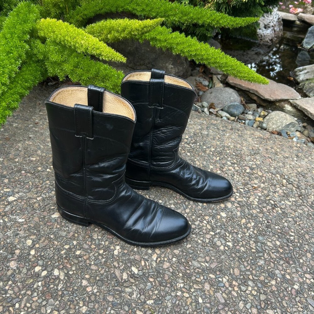 Justin Men's Black Western Roper Collection Dress Boot Size 8 D Style 3133 - Picture 9 of 11